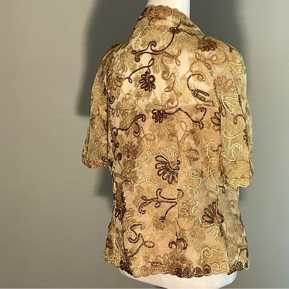 Watters and Watters Mother of the Bride Metallic Floral Embroidered Jacket - Picture 10 of 16